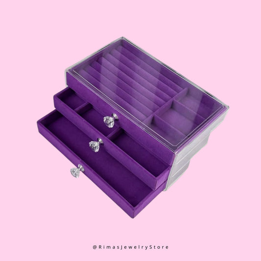 Boite de rangement bijoux violet