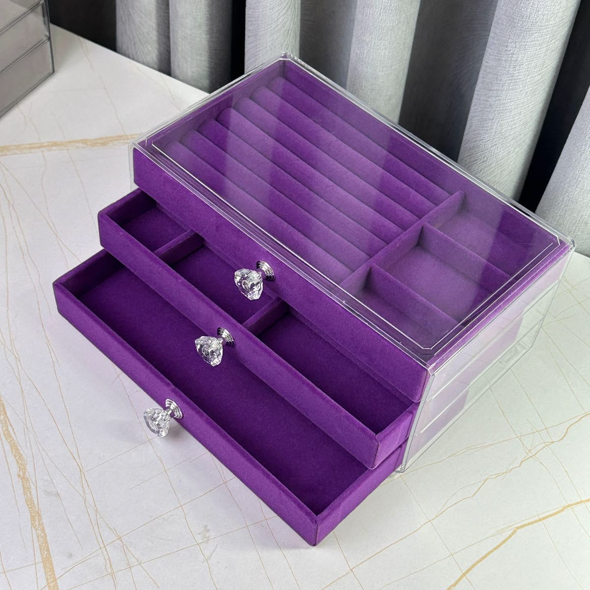 Boite de rangement bijoux violet