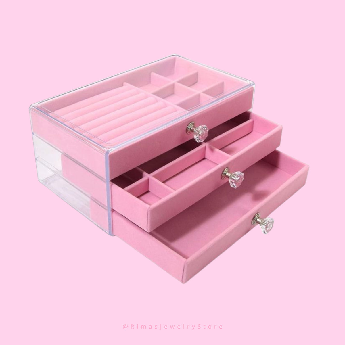 Boite rangement bijoux rose