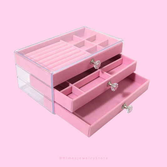 Boite rangement bijoux rose