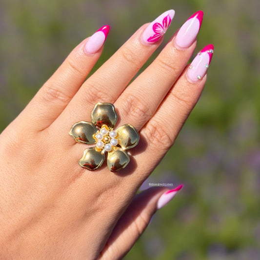 Bague Fleur perlée