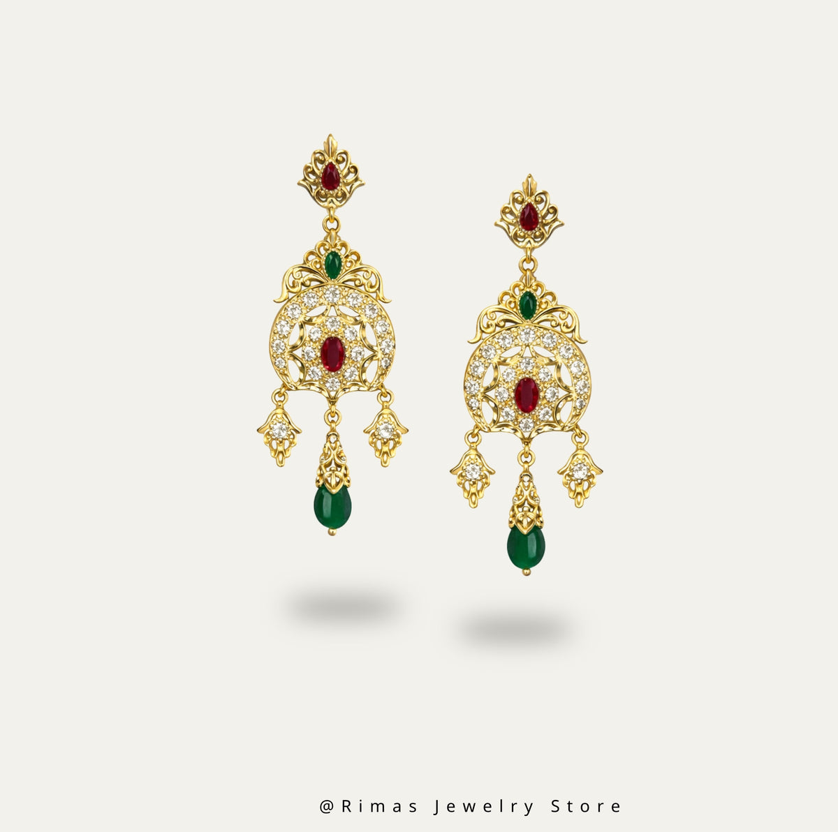 Boucles d'oreilles Beldi strassé marocaine