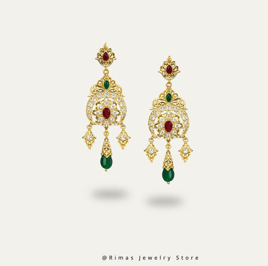 Boucles d'oreilles Beldi strassé marocaine