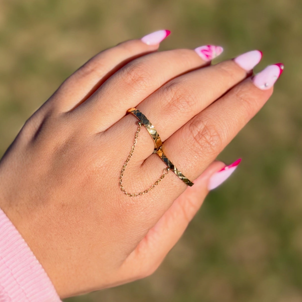 bague-femme-double-chaine-doree-rimas
