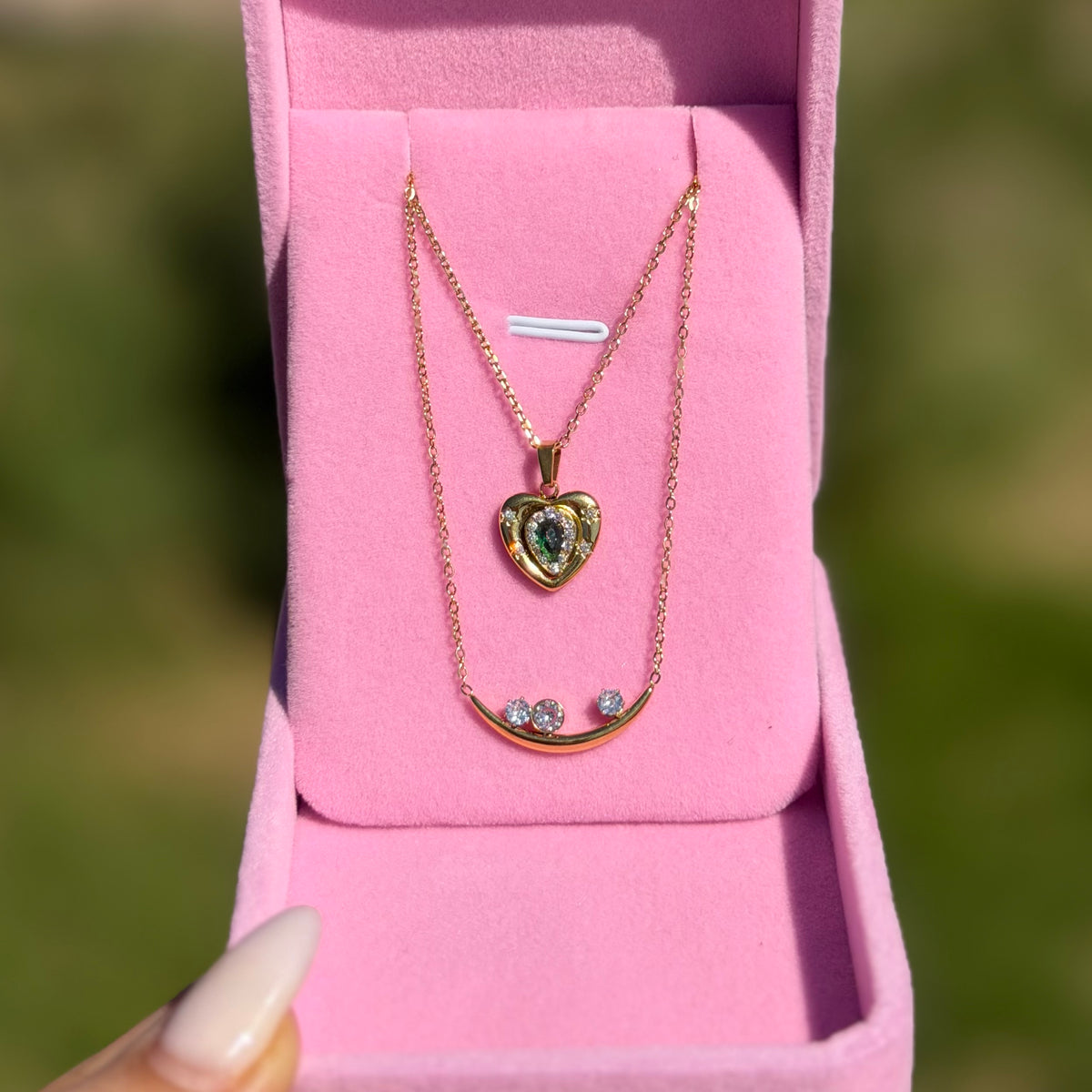collier femme double chaîne avec pendentif cœur acier inoxydable